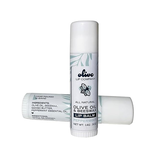 Hydrating Olive Oil and Peppermint Lip Balm with Mango Butter and Beeswax, 0.5 oz. Jumbo Tube, Clear Long Lasting Moisturizer for Dry, Cracked, Chapped Lips-Velvo Beauty