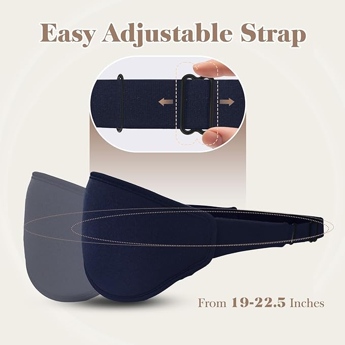 3D Cooling Eye Mask Sleep Mask for Men & Women, 100% Pressure-Free & Light Block-Out Eye Mask for Sleep with Easy Adjustable Strap, Night Eye Cover for Travel, Blue-Velvo Beauty