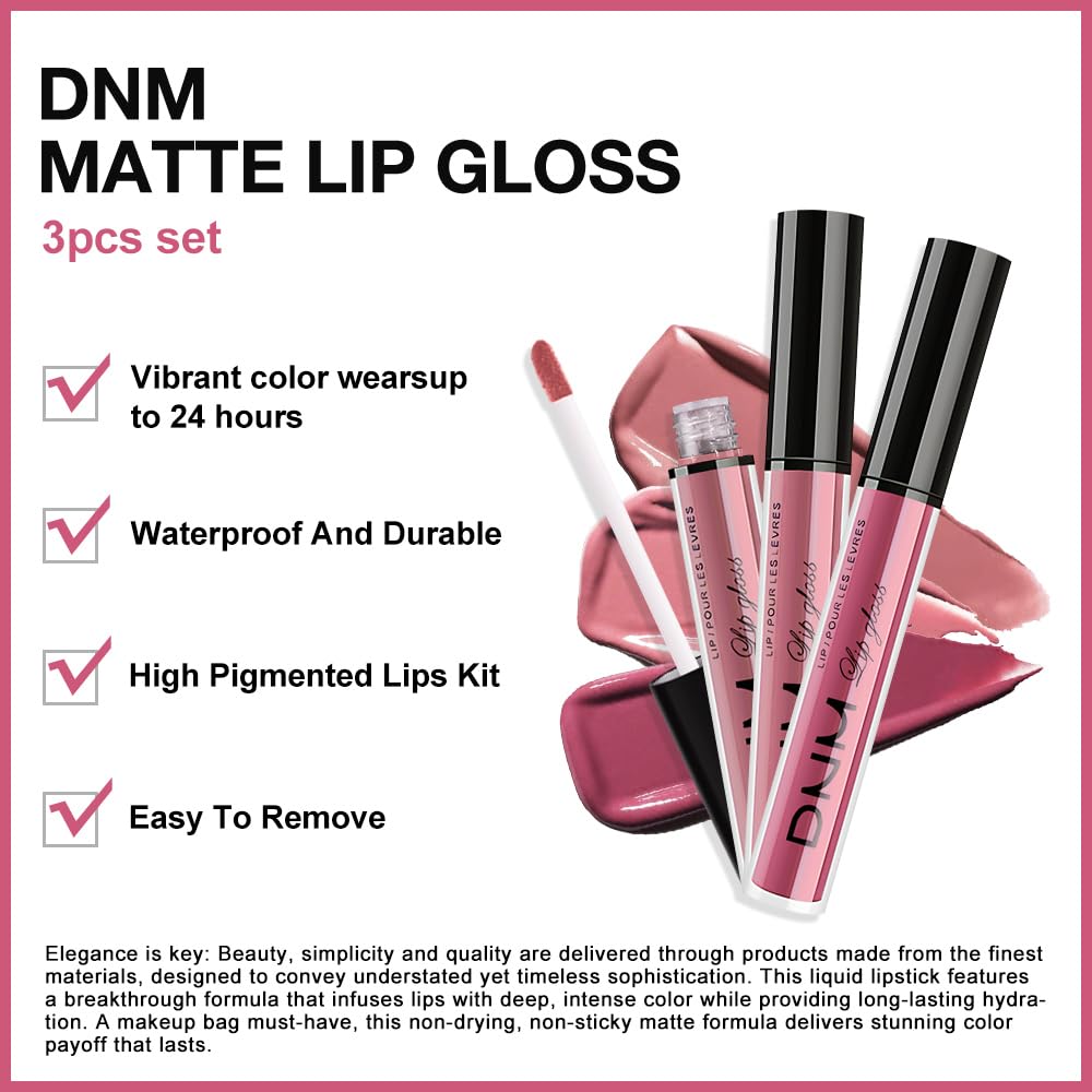 evpct 3Pcs Light Neutral Mauve Matte Liquid Lipstick Lip Stain Sets for Women, Matte Lipstick Long Lasting Waterproof Permanent 24 Hours original, Magic Lip Sticks Pack for Halloween Daily Makeup-Velvo Beauty