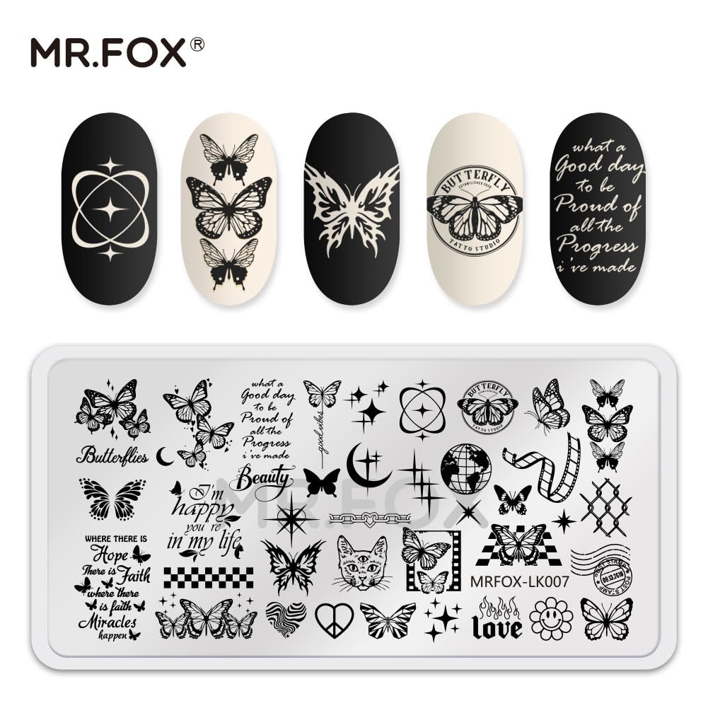 6 Pcs Nail Plates Stamping Set Rose Snake Butterfly Egyptian Cross Nail Art DIY Stamping Template-Velvo Beauty