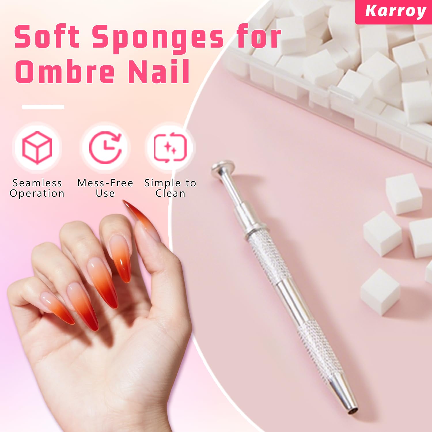 Soft Sponges for Painting Nail Gel with Grabber, Professional Grabbing Tools for Ombre Gradient Painting Gel Nails Sponges Patting Brush (100PCS Sponges & Grabber)-Velvo Beauty
