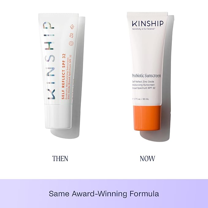 Kinship Zinc Oxide Mineral Sunscreen for Face Self Reflect SPF 32 | Vegan, Reef Safe, Non Toxic Eczema Sunscreen for Sensitive Skin | Sunblock Face Moisturizer with SPF (1.75 oz)-Velvo Beauty