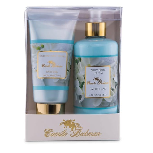 Camille Beckman Hand and Body Duet Set, Silky Body and Glycerine Hand Cream, White Lilac-Velvo Beauty