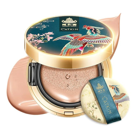 Catkin Phoenix Cushion Foundation Buildable Coverage Anti-Aging Serum Makeup, Sheer Satin Finish, Refill Included, Light Beige 0.46 Oz x 2, C03 VANILLA-Velvo Beauty