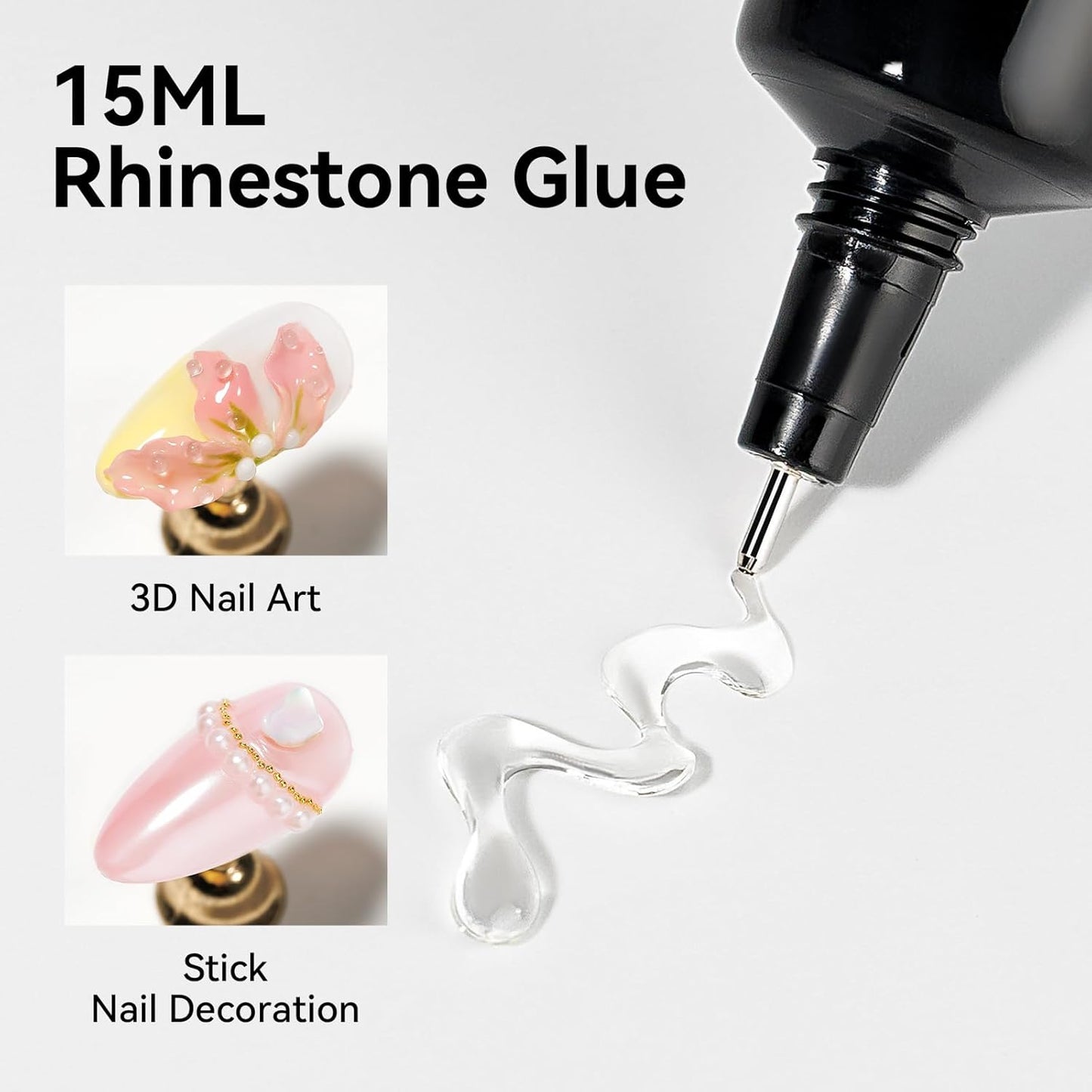 Solid Builder Gel and 15g Rhinestones Glue, Sculpting Gel for Nail Art Clear Non-Stick Hand For Modeling, Sculpture, Nails Extension UV/Led Manicure DIY At Home-Velvo Beauty