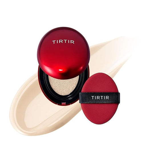 [*Mini Size*] TIRTIR Mask Fit Red Cushion Foundation | Full coverage, Weightless, Skin fit, Satin Glow Finish, Korean Makeup, beauty, Tattoo cover up, Buildable (#13N Fair Ivory, 0.15 Fl Oz)-Velvo Beauty