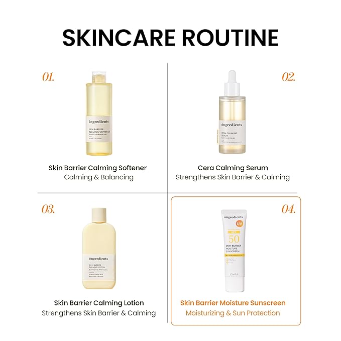 ONGREDIENTS Skin Barrier Moisture Sunscreen Broad Spectrum SPF 50, Glowy Finish, Non-Sticky, No White Cast, Hydrating, Moisturizing, Airy Texture, Korean Skin Care, All Skin Types (1.7 fl. Oz)-Velvo Beauty