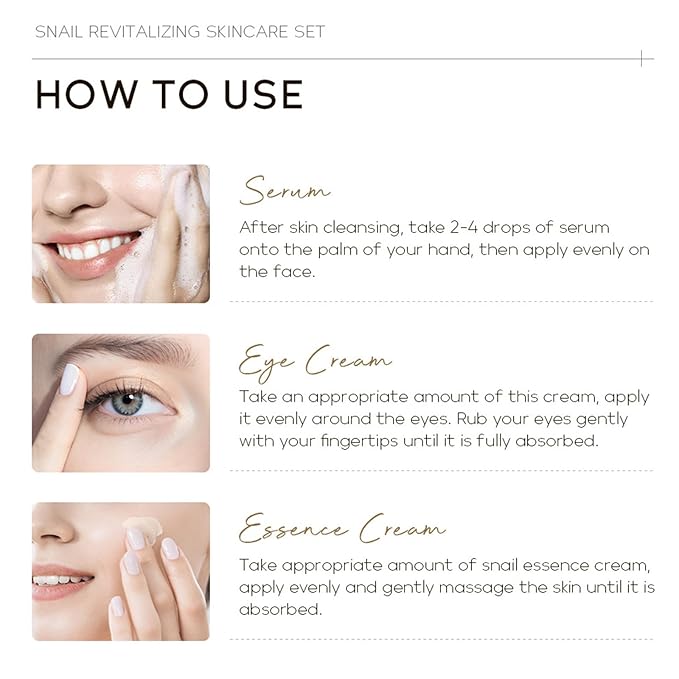 Snail Mucin Skin Care Set,Gold Snail Serum,Ginseng Snail Eye Cream,Snail Essence Cream 3 in 1 Essentials Travel,Improve Damaged Skin Lmproves Elasticity and Minimizes Pores(3pcs)-Velvo Beauty