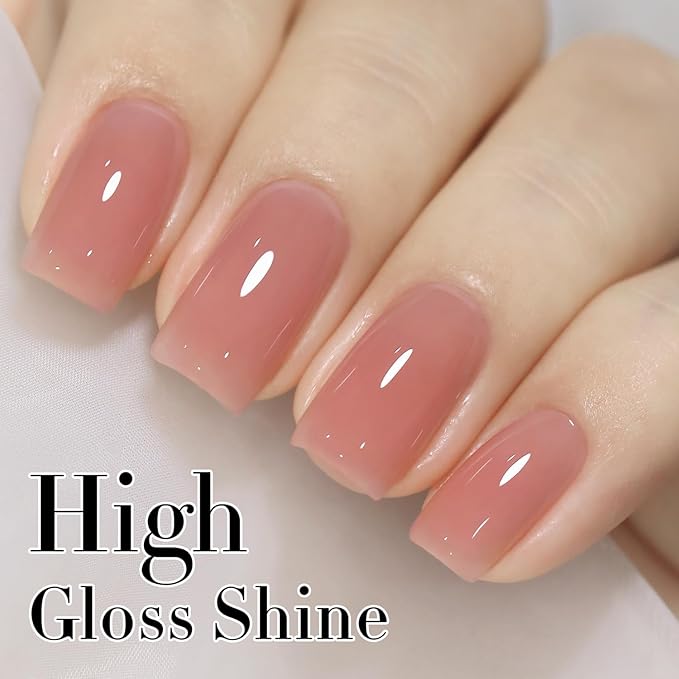 Double Rhythm 0.50 OZ Translucent Gel Polish Same Color Same Bottle Sheer Pastel Neutral Natural Milky 15 ML Jelly UV Nail Art DIY at Home (Light Pink-A1494)-Velvo Beauty