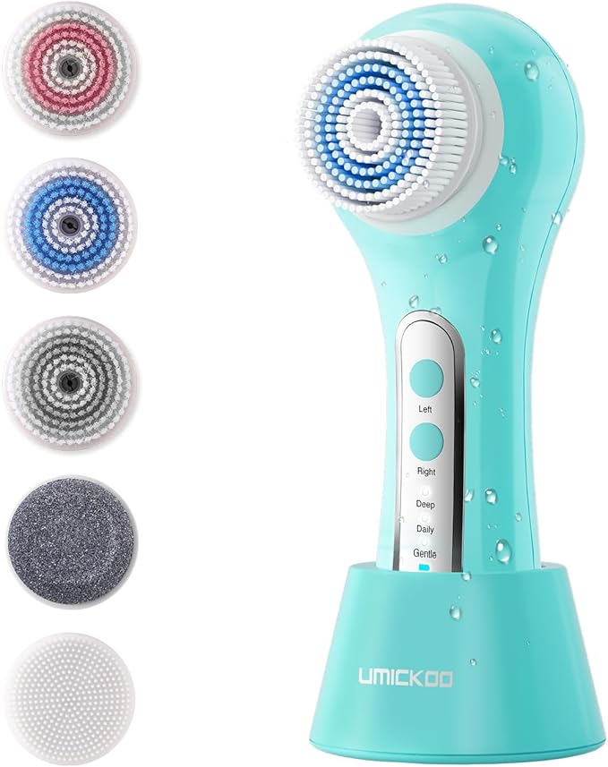 Face Scrubber Exfoliator,Facial Cleansing Brush Rechargeable IPX7 Waterproof with 5 Brush Heads,Electric Face Spin Brush for Exfoliating, Massaging and Deep Cleansing-Velvo Beauty