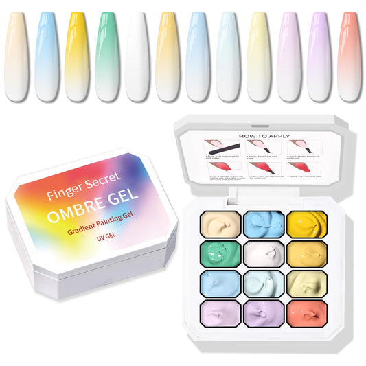 Sponge Pat Paint Nail Gel, Ombre Nails Gradient Gel Nail Blush Blooming Aura Nails Drawing Stripper Floral Painting DIY Nail Art, No Wipe, UV/LED Curing (12 Colors A)-Velvo Beauty