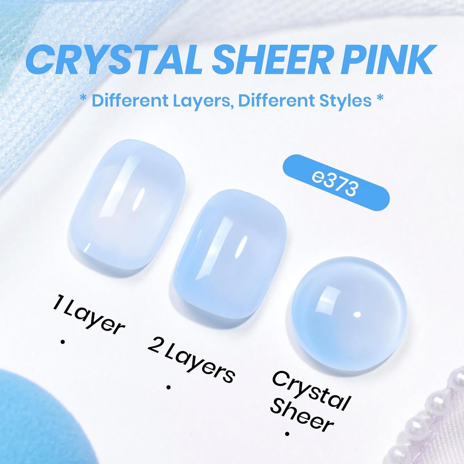 Beetles Blue Jelly Gel Nail Polish - 15ml Blueberry Milk Nails Sheer Neutral Translucent Hazy Blue Gel Polish Soak Off UV Summer Nail Art Manicure Salon Home DIY Gift for Manicure Women-Velvo Beauty