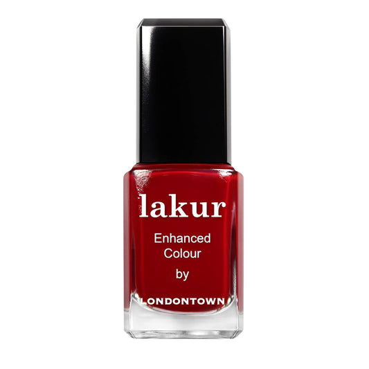 LONDONTOWN lakur Nail Polish - Chip-Resistant, Non-Toxic, Conditions & Hydrates Nails | Glossy Scarlet Red, Vendetta, .40 fl oz-Velvo Beauty