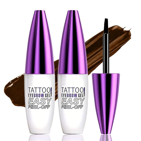 Peel Off Tattoo Brow Tint Gel - 2pcs Light Brown Eyebrow Kit, Waterproof, Transfer-Proof & Sweatproof, Quick Peel Formula for Natural Fuller Brows, Mother’s Day Gifts for Women All Skin Types-Velvo Beauty
