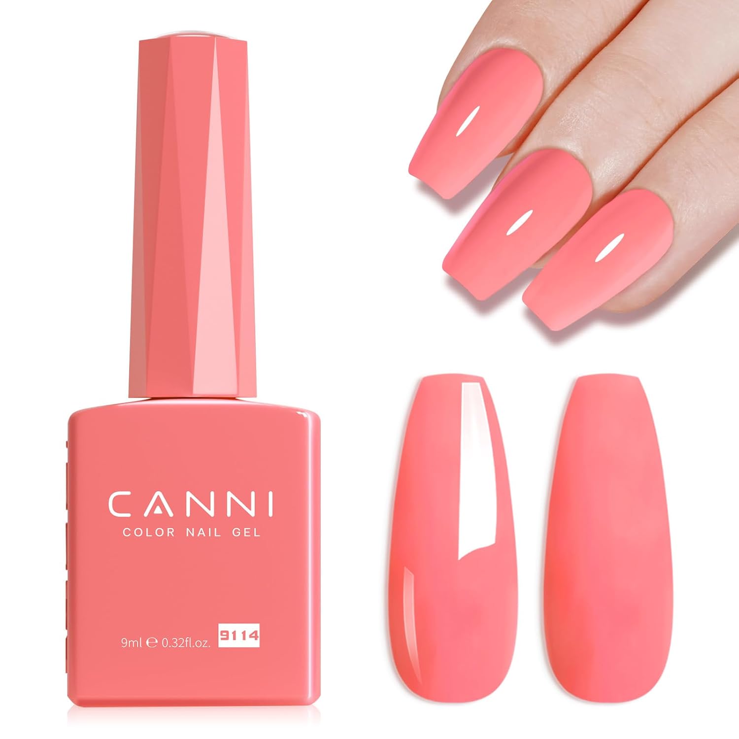 CANNI Pink Gel Nail Polish – 1pc 9ML Hot Grapefruit Pink Color, Soak Off UV LED Gel, High Gloss for French Manicure, DIY Nail Art & Salon Use-Velvo Beauty
