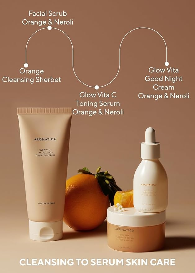 AROMATICA Glow Vita Goodnight Cream Orange & Neroli 3.1fl oz/90g - Night Cream Moisturizer For Face & Neck | Anti Aging Wrinkle Cream with Vitamin C, 5% Niacinamide-Velvo Beauty