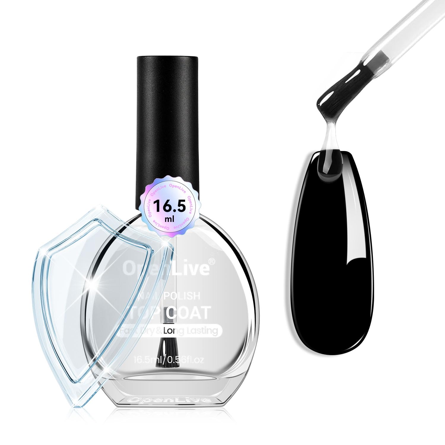 16.5ml Top Coat Clear Nail Polish, Quick Dry High Gloss Shine Large Volume Top Coat, Long Wear and Scratch Resistant for Women Salon DIY Nail Art-Velvo Beauty