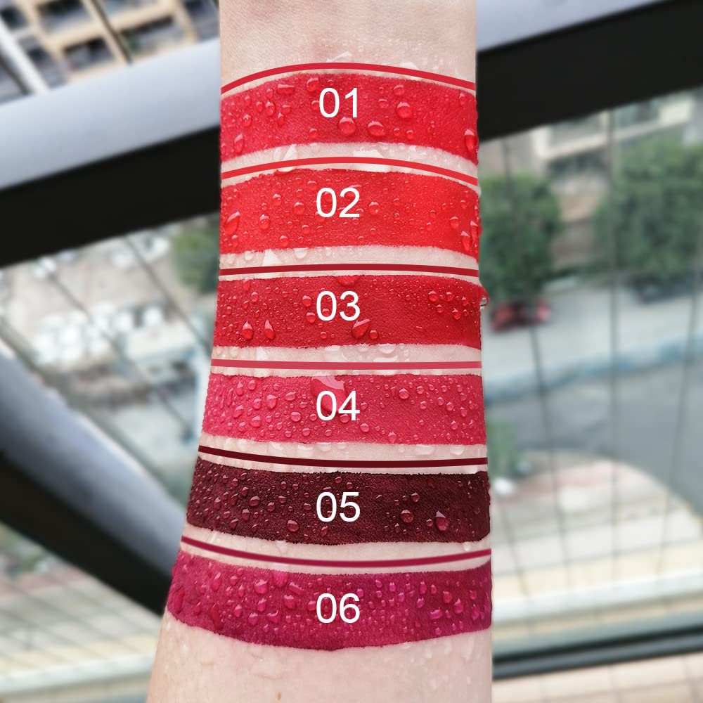 evpct 6Pcs Dark Red Mauve Purple Plum Matte Lip Stain Lip Liner and Lipstick Set Long Lasting Waterproof labiales matte mate larga duracion listip 24 hours a prueba de agua mate 24 horas originales-Velvo Beauty