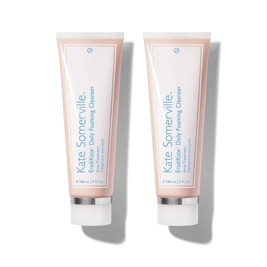 Kate Somerville EradiKate 3% Sulfur Daily Foaming Cleanser Acne Treatment – Clinically Formulated Medicated Face Wash Balances Skin and Cleans Pores, 2-Pack of 4 Fl Oz Each-Velvo Beauty