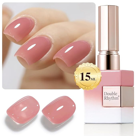 Double Rhythm Gel Polish Translucent Sheer Neutral Natural Light Milky Same Color Same Bottle 15ML Jelly Polish Art DIY at Home (Sheer Pink Nude-A1385)-Velvo Beauty
