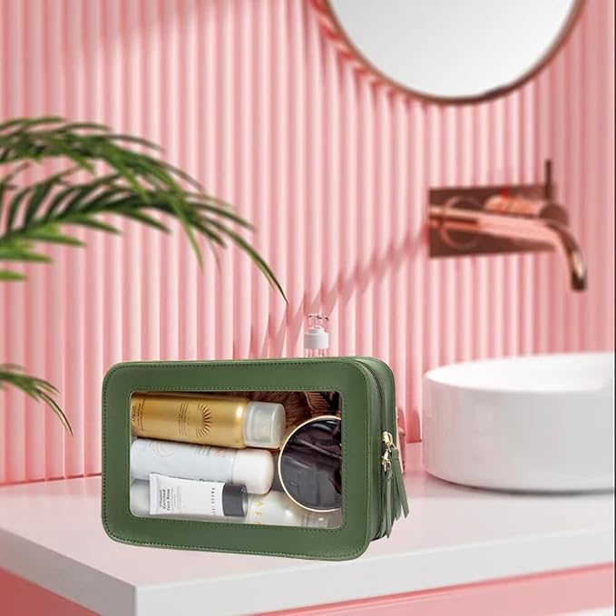 Clear Makeup Bag Small, TSA Approved Portable Toiletry Bag with Zipper Cosmetic Travel Bag Makeup Organizer Case Mini Makeup Pouch for Purse Car Organizer Bag for Women Men-Velvo Beauty