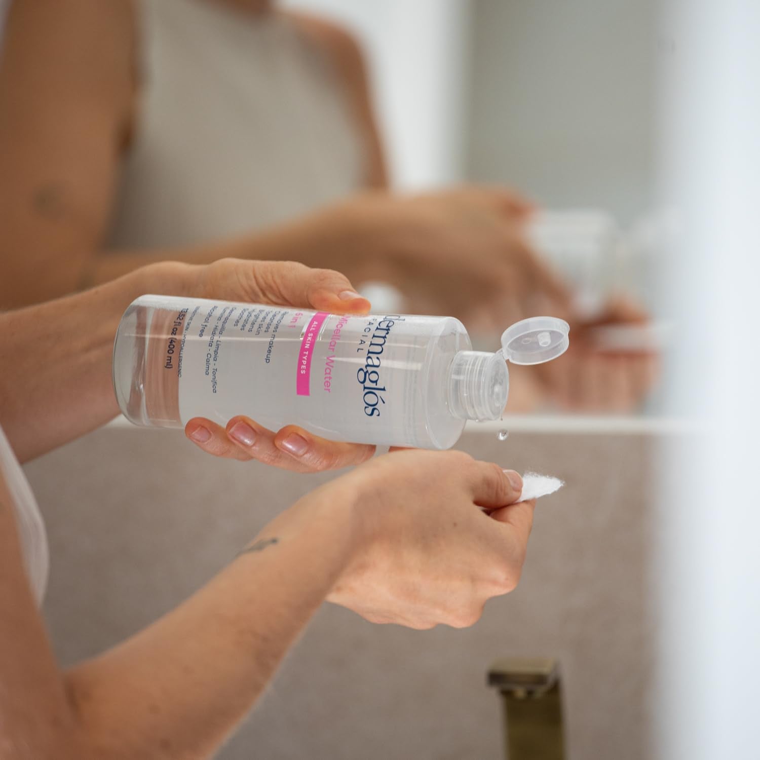 Dermaglos Micellar Water for All Skin Types Even Sensitive | All In 1 Hydrating Facial Cleanser & Makeup Remover, Brightening, Soothing, Gentle Face Toner | Alcohol-Free Formula | 13.52 Fl Oz-Velvo Beauty