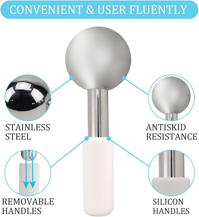 Globes for Facials, Cooling Roller for Face, Cryo Sticks Massager for Face Neck & Eyes, Cold Roller Skin Care for face Puffiness, Dark Circles, Wrinkles, Collagen Production (Gold)-Velvo Beauty