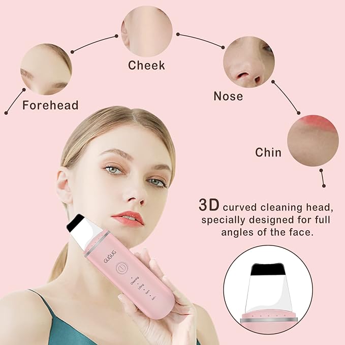 GUGUG Skin Scrubber Face Spatula Skin Spatula Pore Cleaner Blackhead Remover Tools for Facial Deep Cleansing-4 Modes, Pink-Velvo Beauty