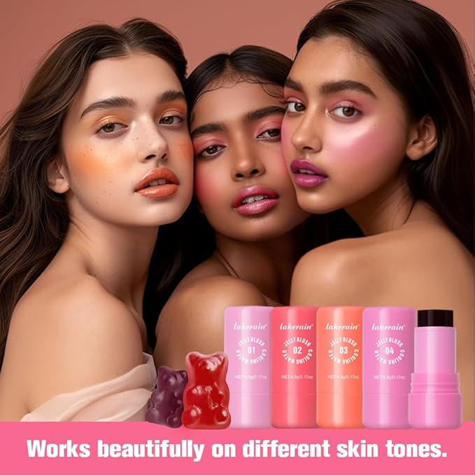 Multi-Use Cooling Water Jelly Blush/Lip Tint & Eye Shadow - Sheer Stain withBuildable Watercolor Finish - Long-Lasting Moisture - 1,000+ Swipes Per Stick - Jelly Texture for Lip & Cheek (Coral)-Velvo Beauty