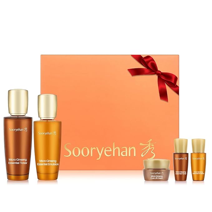 SOORYEHAN Micro Ginseng Essential Skincare Special Set (540 ml/18.26 fl oz) - Wrinkles/Fine Lines, Skin Elasticity & Intensive Hydration. Amino Acids & Ginsenocide-Velvo Beauty
