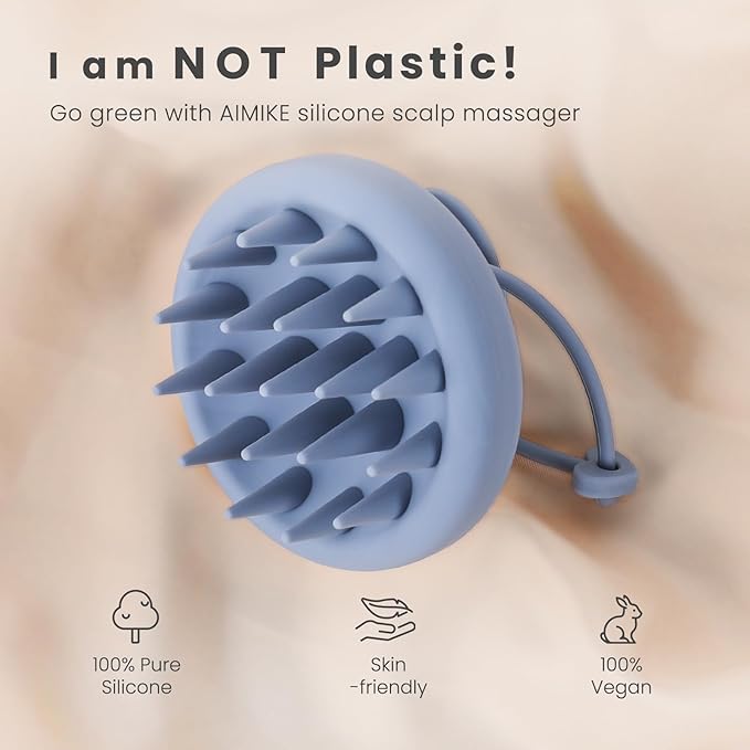 AIMIKE Scalp Massager Shampoo Brush, Soft Silicone Hair Scrubber for Washing Hair, Dandruff Removal & Hair Growth Stimulator, Scalp Brush/Exfoliator Brush On Dry & Wet Scalp-Velvo Beauty
