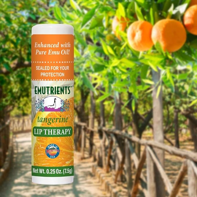 Montana Emu Ranch - Lip Therapy Lip Balm - 0.25 Ounce - Tangerine Flavor - Made with Pure Emu Oil-Velvo Beauty
