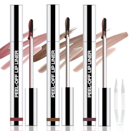3Pcs Peel Off Matte Liquid Lip Gloss Stain-Lip Liner with Tweezer, Peel Off Lip Stain, Long Lasting & Waterproof Lipstick Tattoo, Transfer-Proof Lip Gloss for All Skin Types (03#+04#+05#, 3Pcs)-Velvo Beauty