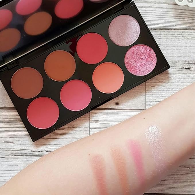 Makeup Revolution Ultra Blush Makeup Palette, Bronzer & Highlighter, Includes 8 Shades, Gluten free, Vegan & Cruelty Free, Sugar & Spice, 13g-Velvo Beauty