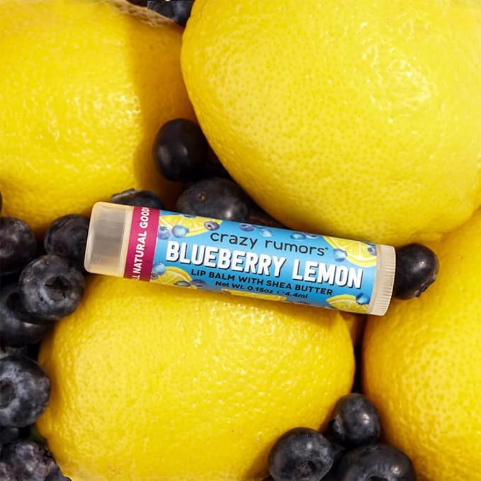Crazy Rumors Blueberry Lemon Lip Balm. 100% Natural, Vegan, Plant-Based, Made in USA (1-Pack)-Velvo Beauty