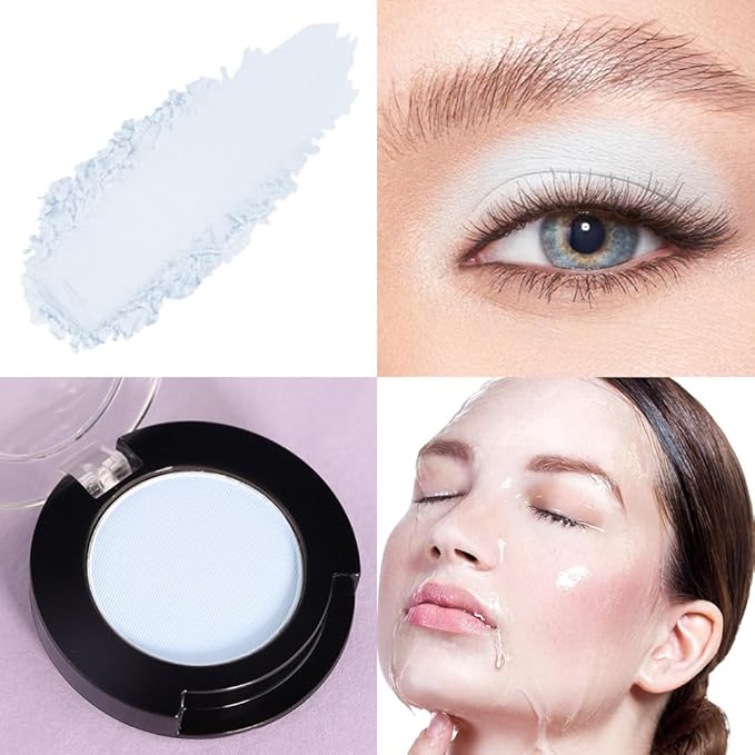 Light White Blue Single Matte Eyeshadow Makeup, Cream to Powder Monochrome Eye Shadow for Older Women, Daily Evening Girls Eyeshadow Palette Gift, sombras para ojos, Mini Vegan Travel Eye, #14-Velvo Beauty