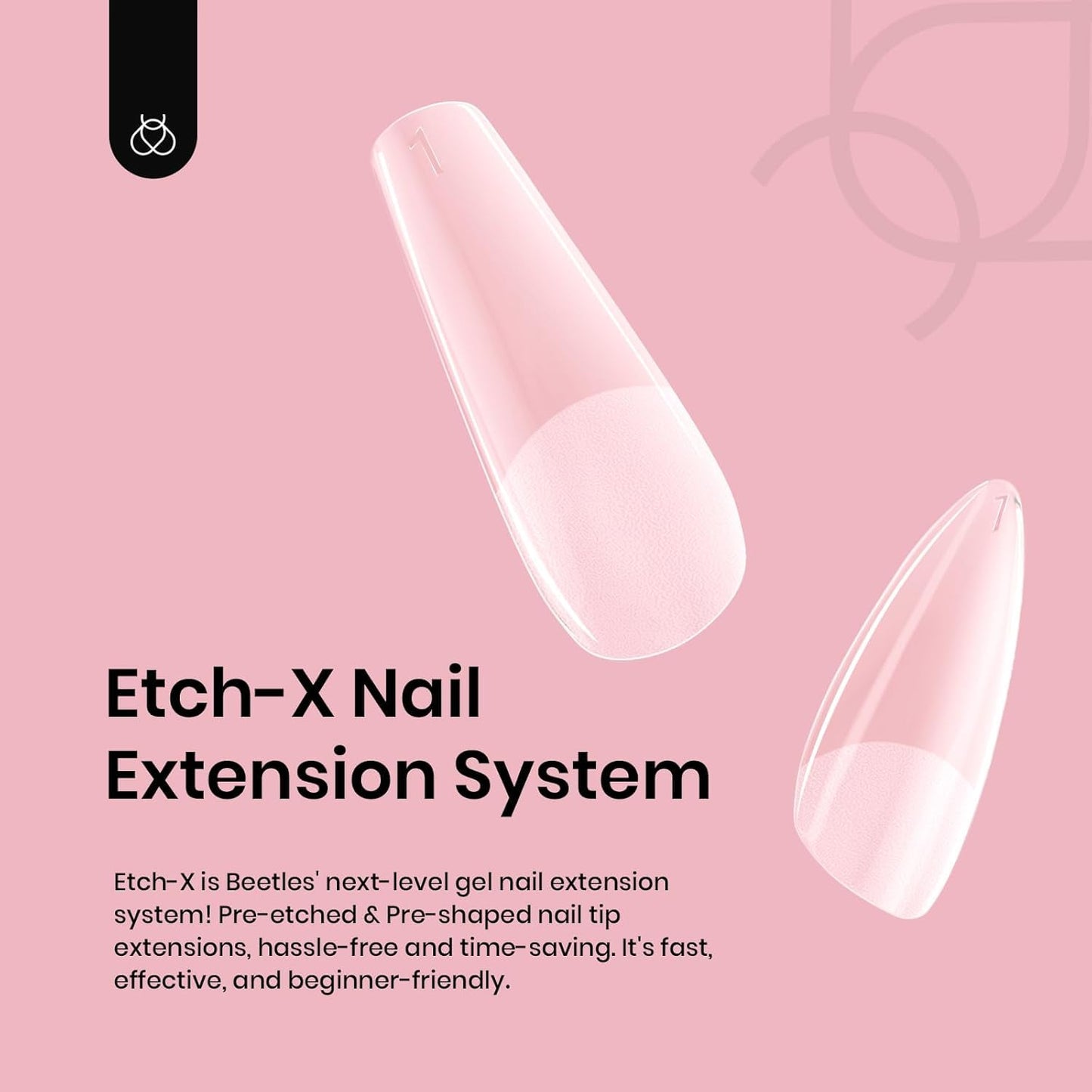 Beetles Gel Nail Tips Medium Almond Etch X Nail Tips, 12 Sizes 288 PCS Half Matte Full Cover False Nails Clear Acrylic Nails Glue on Nails DIY Gift for Women-Velvo Beauty