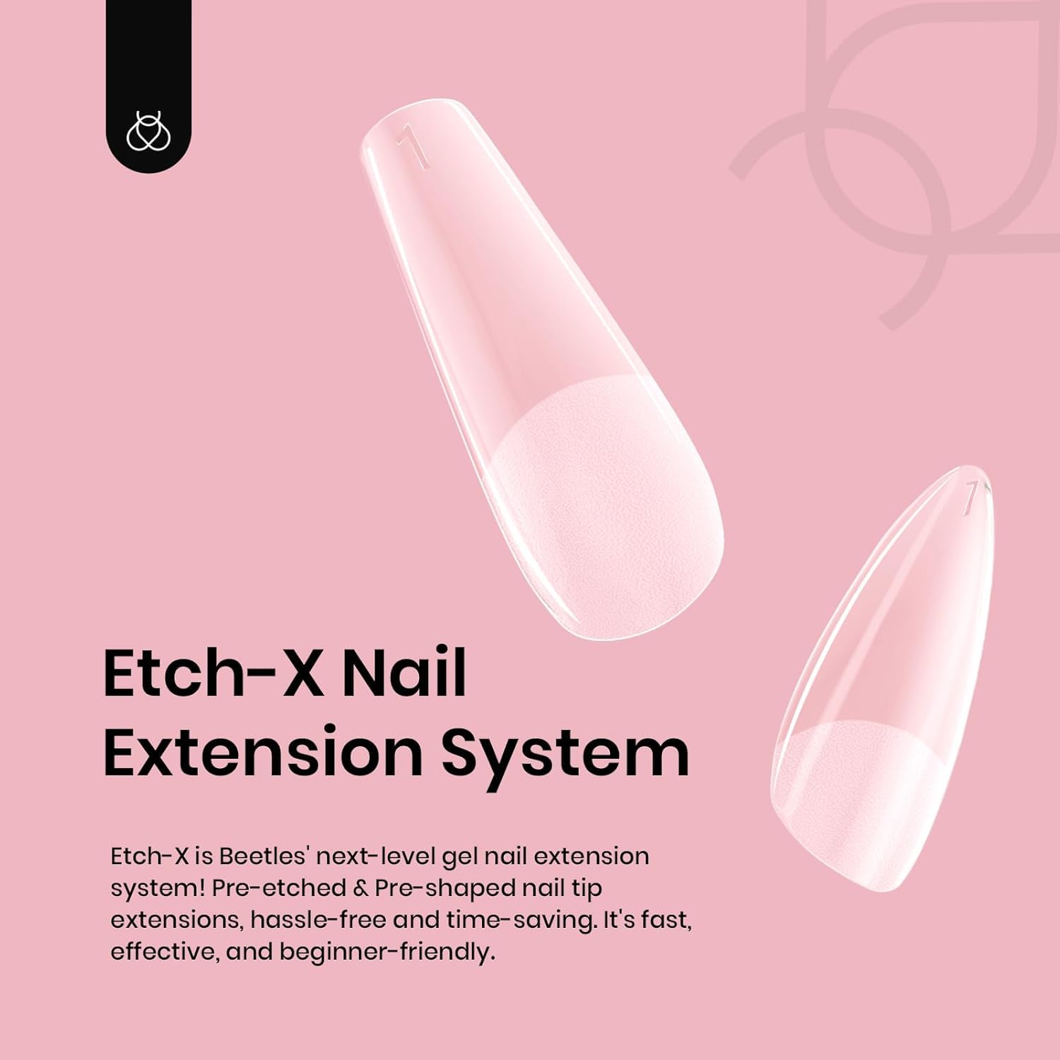 Beetles Gel Nail Tips Medium Almond Etch X Nail Tips, 12 Sizes 288 PCS Half Matte Full Cover False Nails Clear Acrylic Nails Glue on Nails DIY Gift for Women-Velvo Beauty