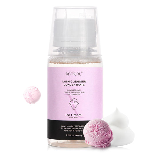Eyelash Cleanser Concentrate 60ml Ice Cream Professional Lash Shampoo Foaming Cleanser DIY Paraben & Sulfate Free Non-lrritating Wash for Extensions Lashes with Salon Home Care-Makes 6 Bottles-Velvo Beauty
