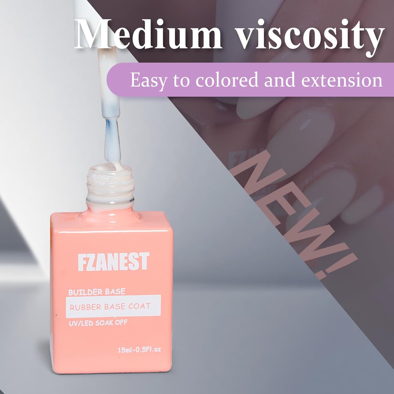 FZANEST Rubber Base Gel For Nails Builder Nail Sheer Jelly Cream White Color Elastic Rubber Base Coat for Nail Strengthener Extension-Velvo Beauty
