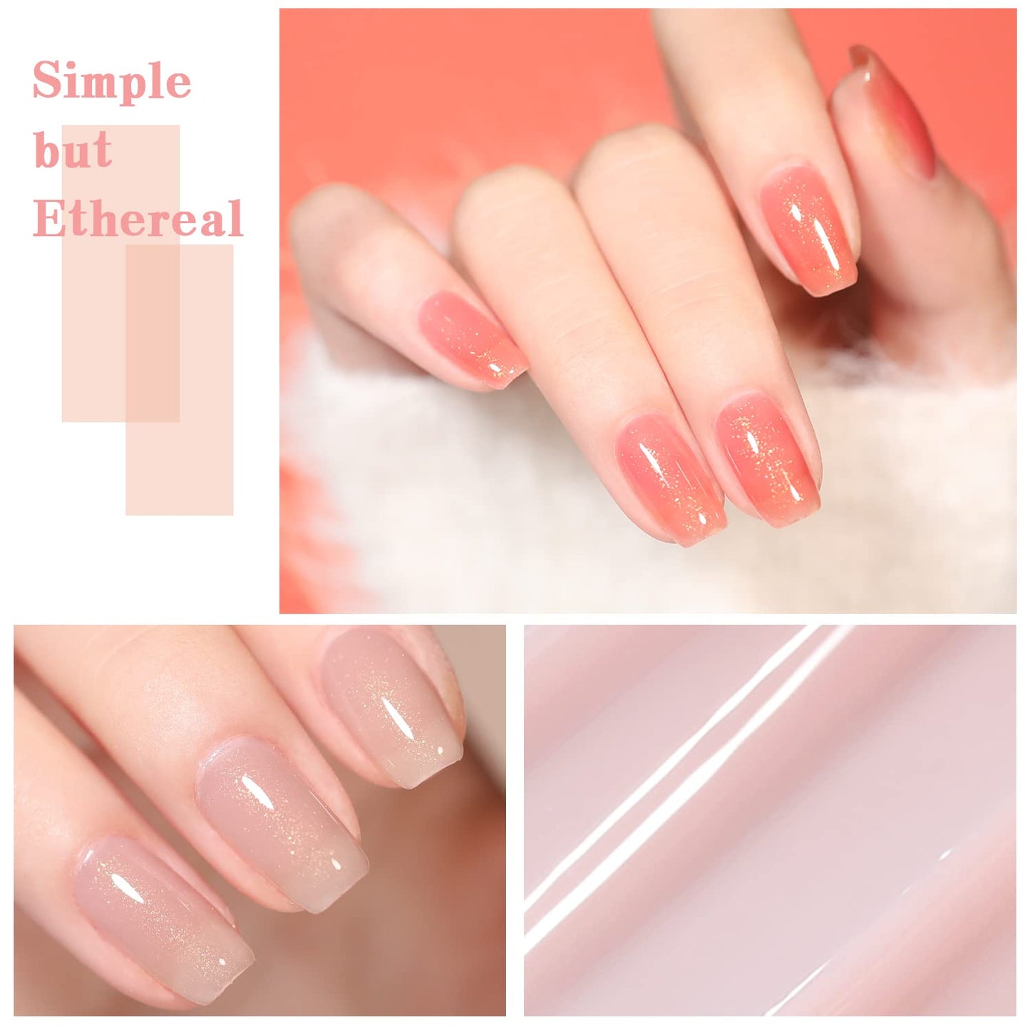 Jelly Shimmer Gel Nail Polish Set, 10 Colors Translucent Natural Milky White Pink Nail Polish Gel, UV/LED Soak Off Gel Nail Kit DIY Nail Art Salon Manicure Gifts for Women Girls.-Velvo Beauty