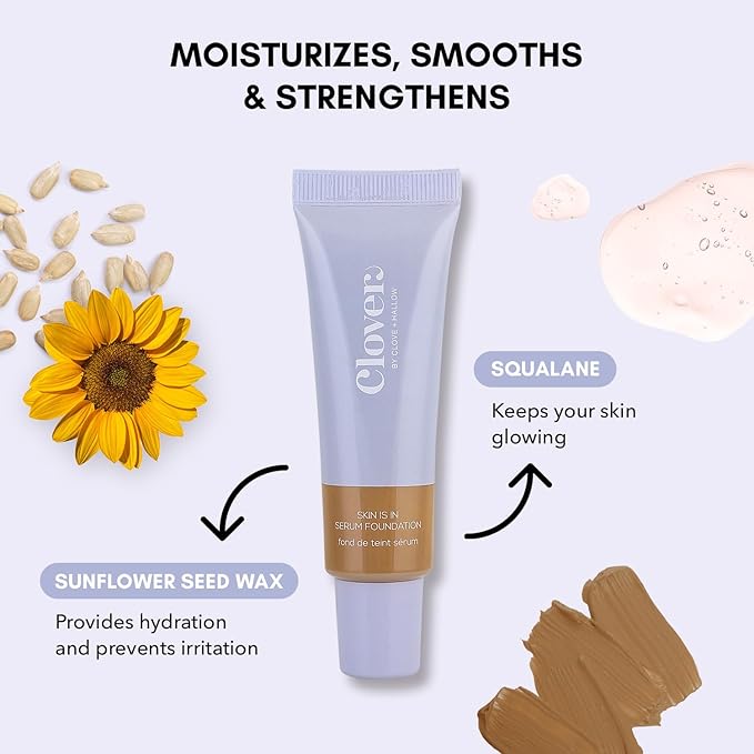 Clover Skin Is In Serum Foundation | Hydrating Face Serum, Lightweight Foundation, Cruelty-Free & Vegan | With Squalane And Sunflower Seed Wax | 30 ml - Shade 08 (Medium)-Velvo Beauty