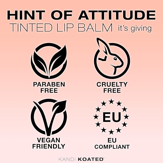 Kandi Koated Hint of Attitude [Its Giving] Tinted Lip Balm by Kandi Burruss | Sheer Tinted Balm, Moisturizing Chapstick with Vitamins, Paraben-Free, Cruelty-Free Formula | Beauty & Makeup-Velvo Beauty