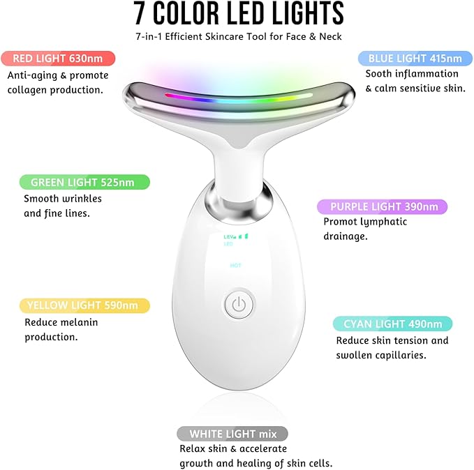 Facial Massager, Red-Light-Therapy-for-Face and Neck, Red Light Therapy Wand, 7 Color Led Face Neck Sculpting Tool for Skin Care-Velvo Beauty