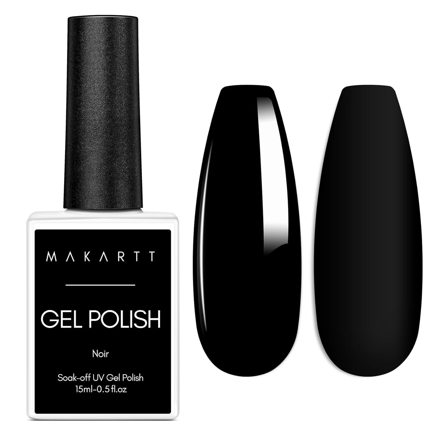 Makartt Black Gel Nail Polish 15ml, Noir Soak Off Gel for DIY Manicure & Nail Art Designs, UV/LED Light Cured, Long-Lasting Finish for Home & Salon Use-Velvo Beauty