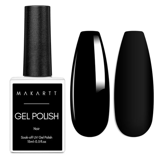 Makartt Black Gel Nail Polish 15ml, Noir Soak Off Gel for DIY Manicure & Nail Art Designs, UV/LED Light Cured, Long-Lasting Finish for Home & Salon Use-Velvo Beauty