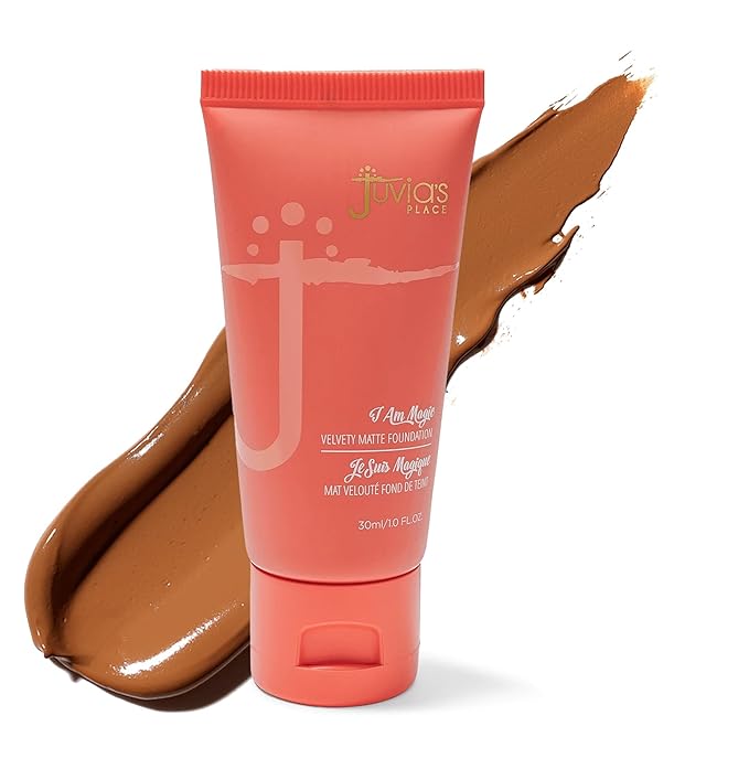 Juvia's Place I Am Magic Velvety Matte Liquid Foundation 340 - Kampala - Dark Tan w/Golden Undertone, Makeup Foundation Full Coverage, Lightweight, Long Wear, Velvety Matte Finish-Velvo Beauty