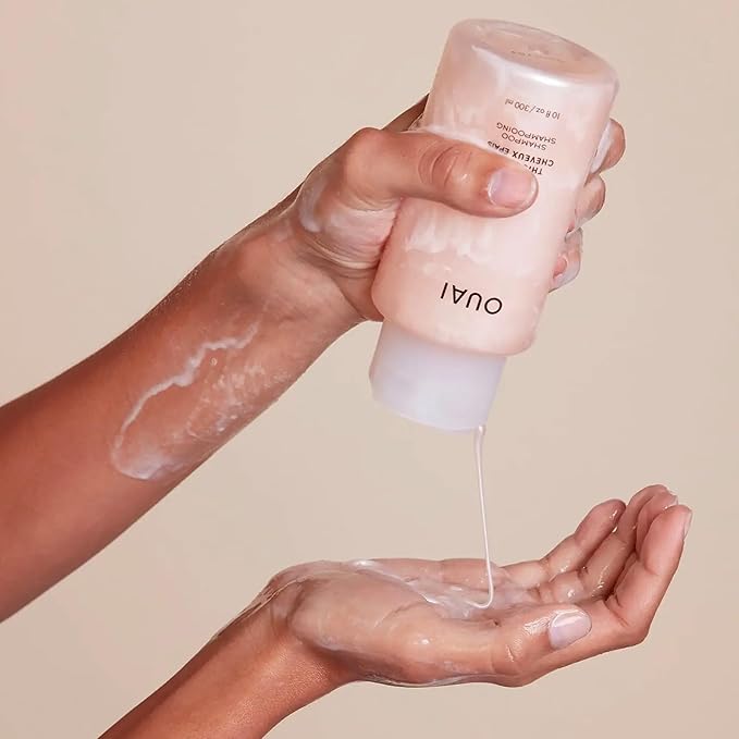 OUAI Thick Shampoo - Moisturizing Shampoo with Keratin, Marshmallow Root, Shea Butter, Avocado Oil for Thick Hair - Strengthens & Hydrates Strands - Paraben, Phthalate & Sulfate Free (10 Fl Oz)-Velvo Beauty