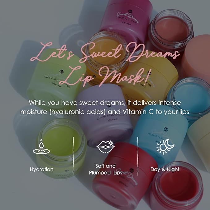 Sweet Dreams Lip Mask: Nourishing, Plumping and Hydrating Lip Balm | Ecofriendly Lip Sleeping Mask | Hyaluronic Acids + Vitamin C + Shea Butter + Antioxidants | Berry - 0.7 oz.-Velvo Beauty