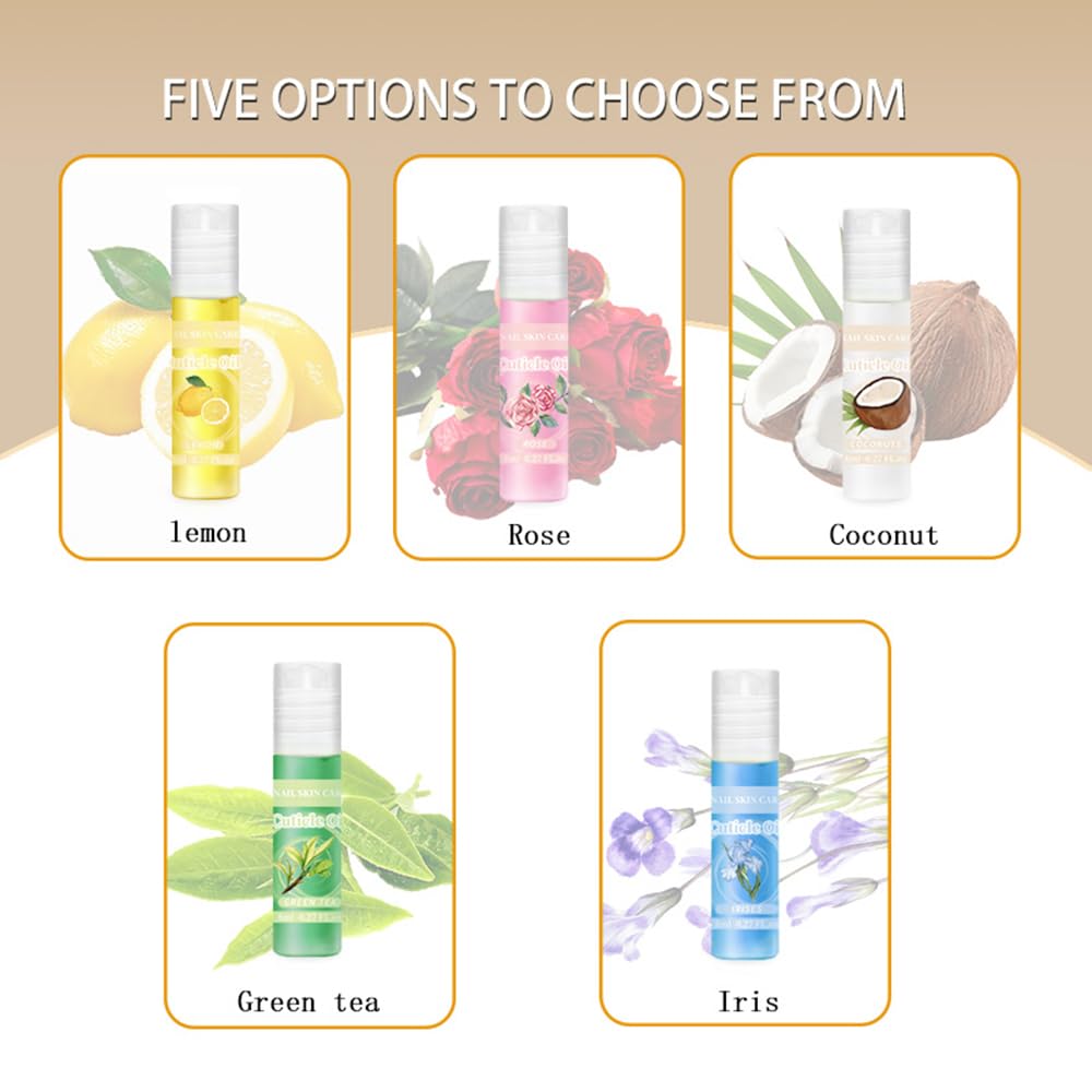 5pcs Cuticle Oil Roller Nourishing Moisturizing Roll On Cuticle Oil for Convenient Portable Nail Rollerball for On the Go Hydration and Care-Velvo Beauty